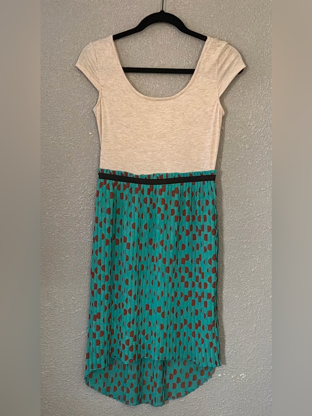 Xhilaration Cream Top Teal Polka-Dot Skirt Dress